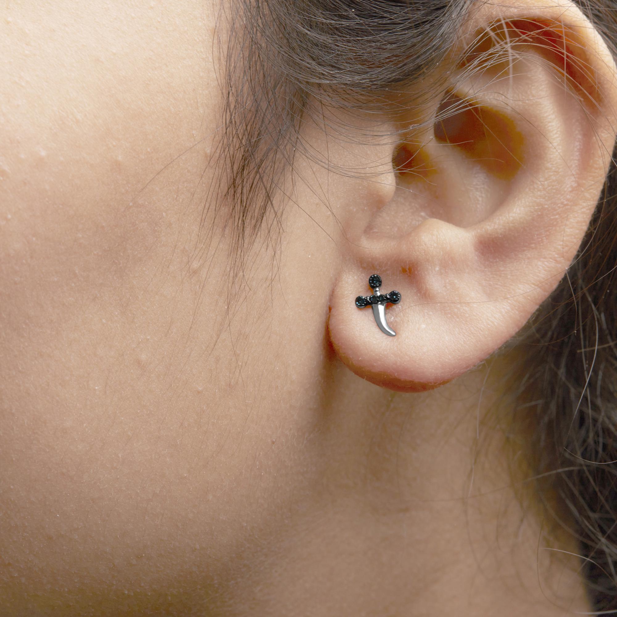 Pendientes de plata de ley 925 con detalle de diamante azul (color azul, claridad SI1-SI2) - Friggin Jewelry