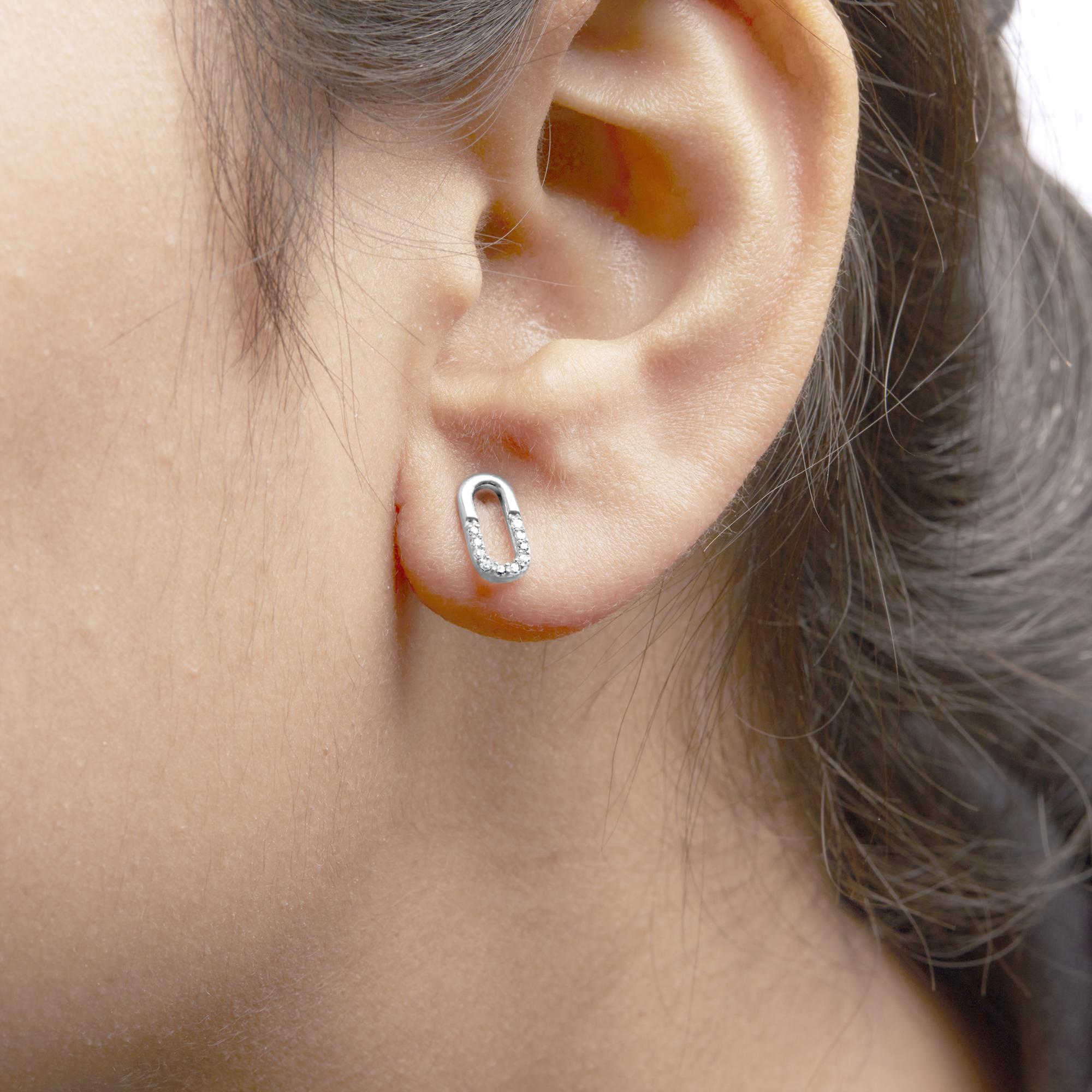 Pendientes de clip de diamante con diamante 1/10 en plata de ley 925 (color HI, claridad I2-I3) - Friggin Jewelry