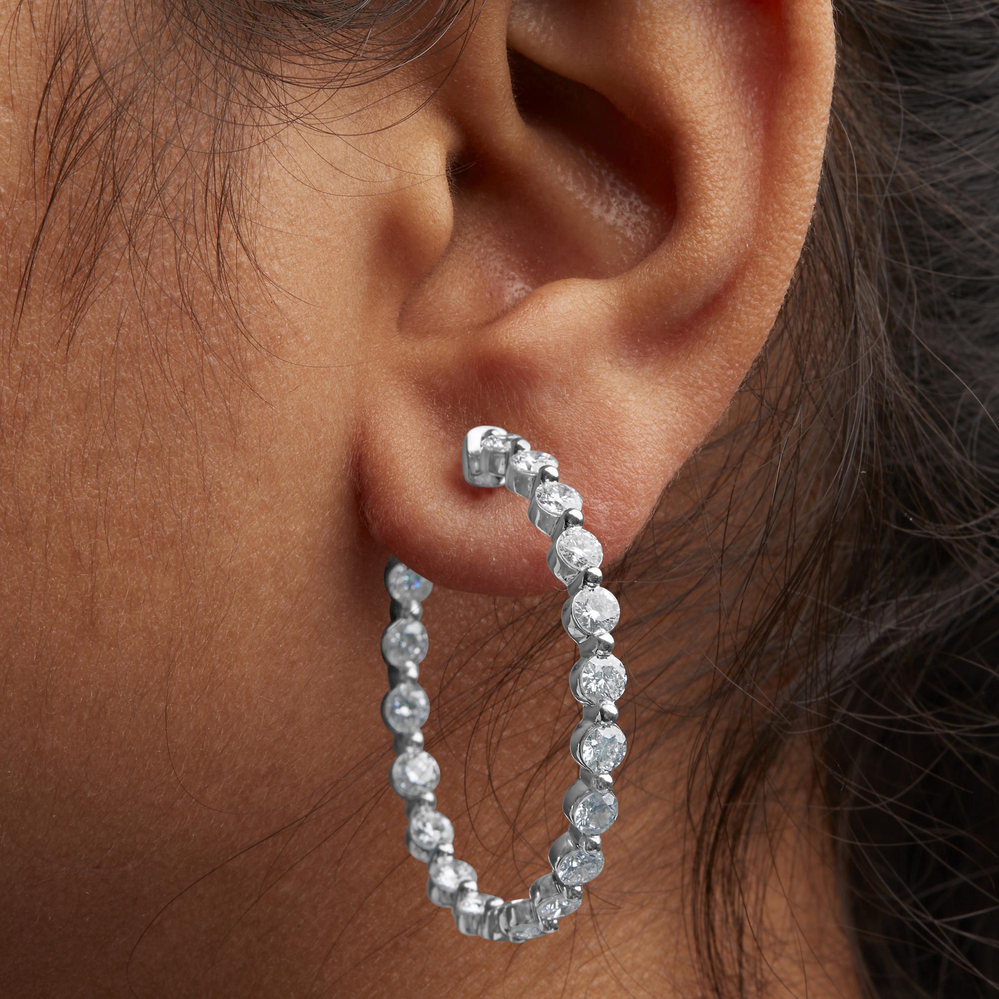 Orecchini a cerchio con diamanti da laboratorio da 5,00 ct in oro bianco 14 carati - Friggin Jewelry