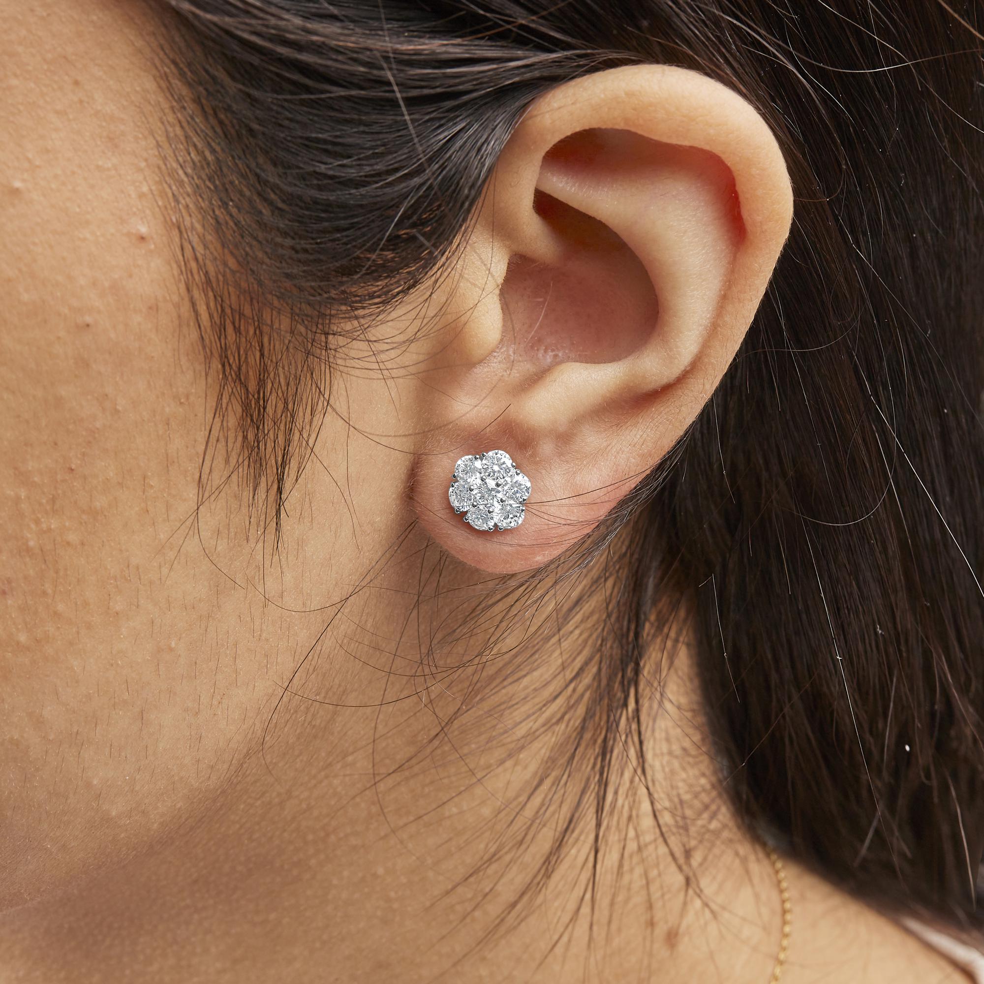 Aretes de oro blanco de 14 quilates con diamantes cultivados en laboratorio de 1 3/4 ct (color GH, claridad VS2-SI1) - Friggin Jewelry
