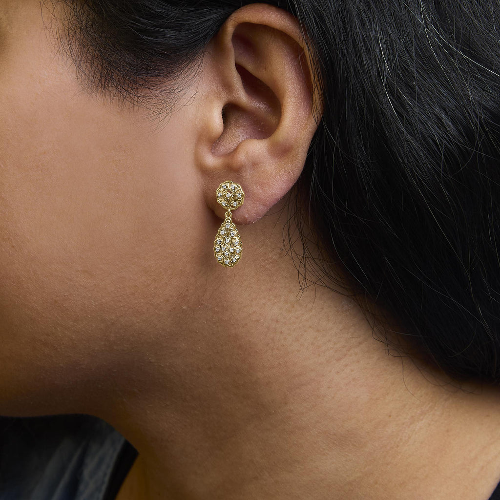Pendientes de filigrana con forma de lágrima de diamantes de 1/5 ct en plata de ley chapada en oro amarillo de 14 quilates (color HI, claridad I1-I2) - Friggin Jewelry