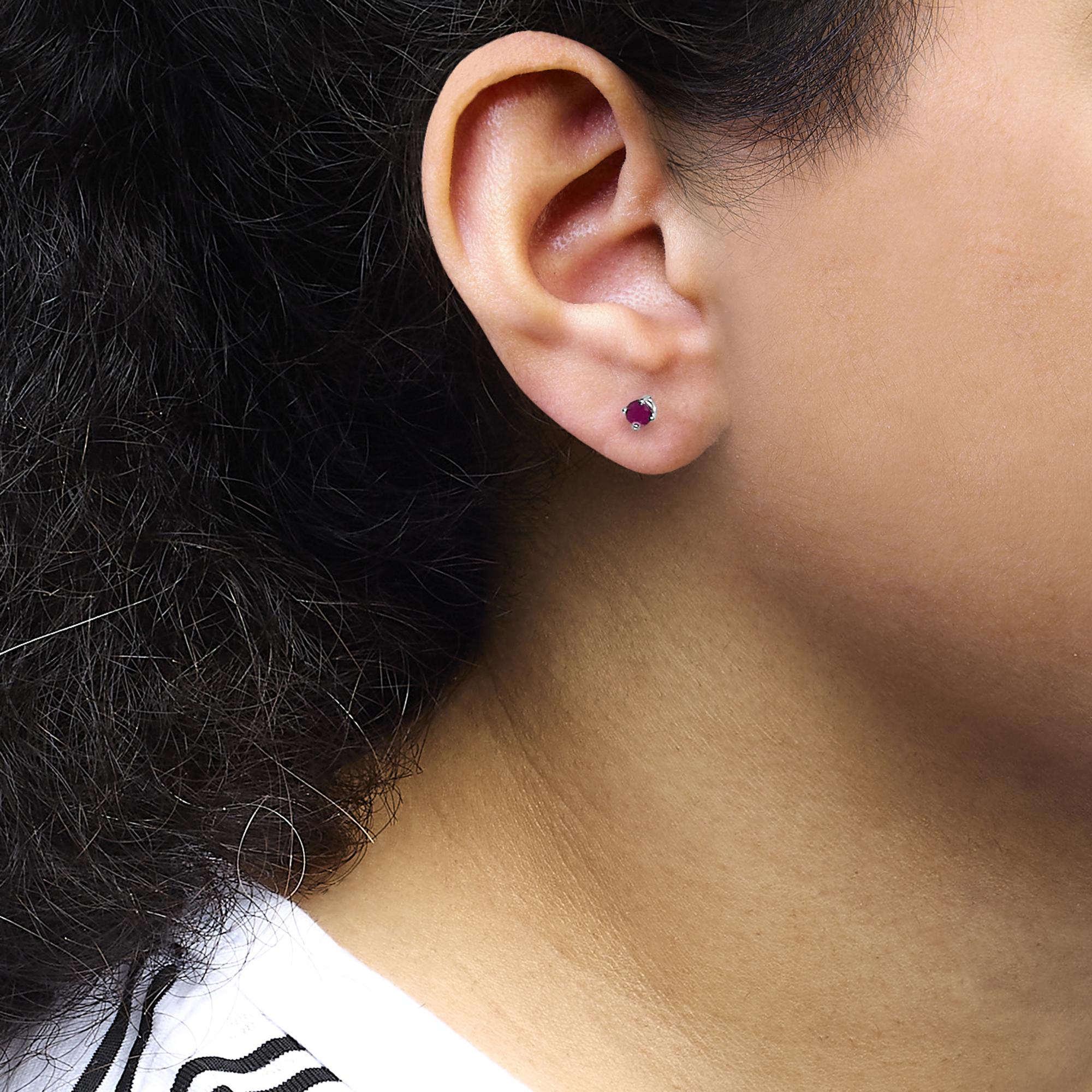Pendientes solitarios de plata de ley 925 de 3,5 mm con piedra de nacimiento (selección de piedra preciosa) - Friggin Jewelry