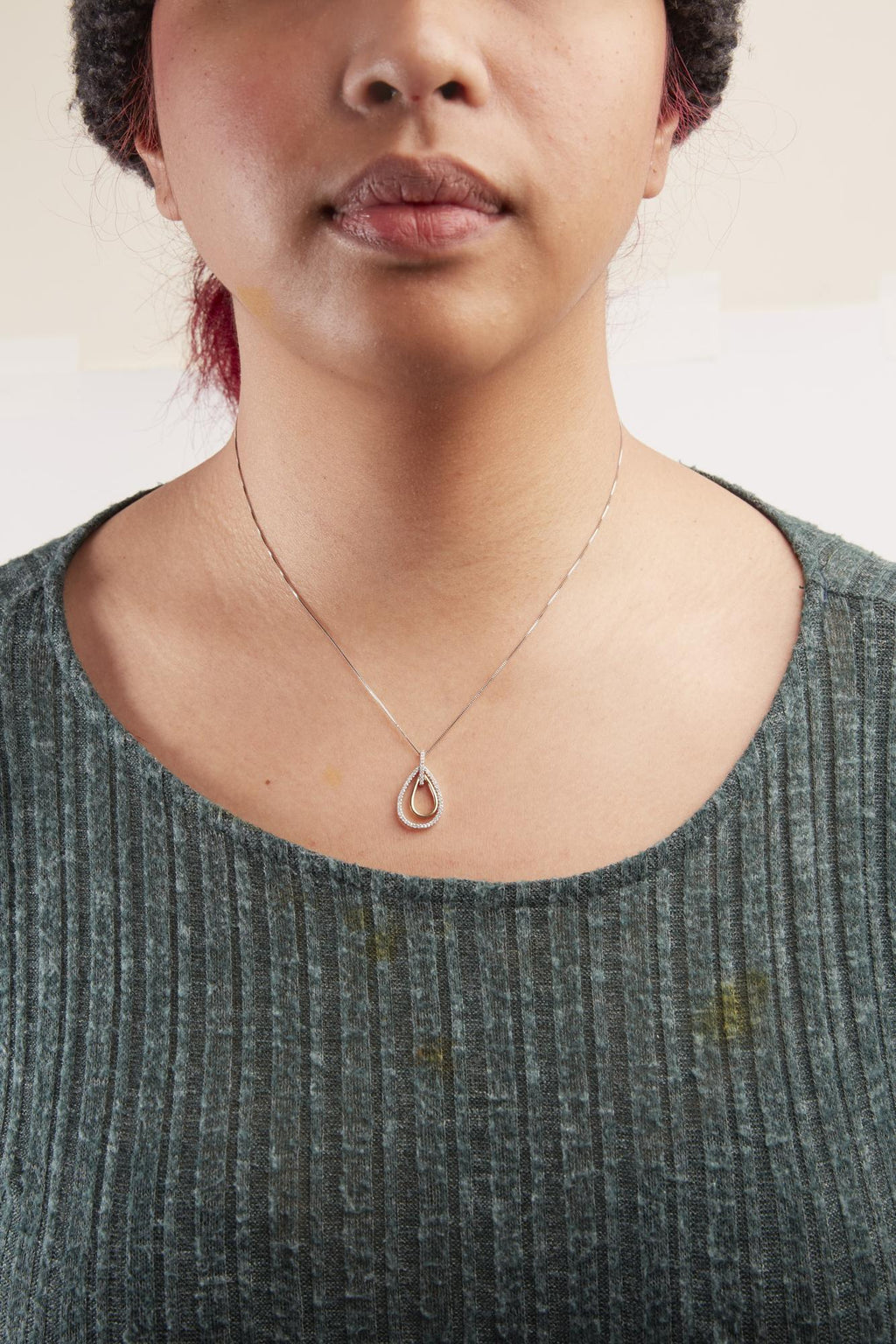 Collana con pendente a doppia esplosione di diamanti taglio rotondo in oro bicolore 14K (1/4 cttw, colore HI, purezza SI2-I1) - Friggin Jewelry