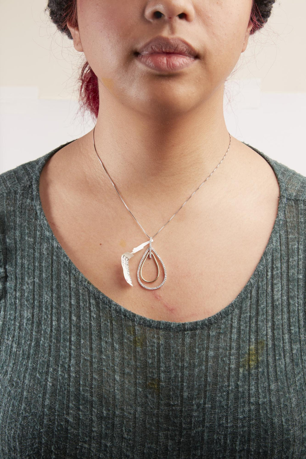 Collana con pendente a doppia esplosione di diamanti taglio rotondo in oro bicolore 14K (1,00 cttw, colore HI, purezza SI2-I1) - Friggin Jewelry