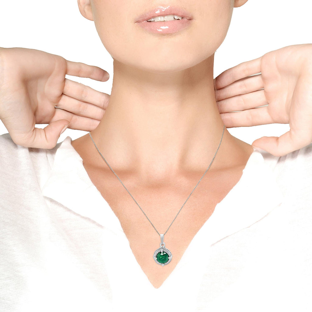 .925 Sterling Silver Treated Color Diamond Solitaire 18" Milgrain Pendant Necklace - Friggin Jewelry