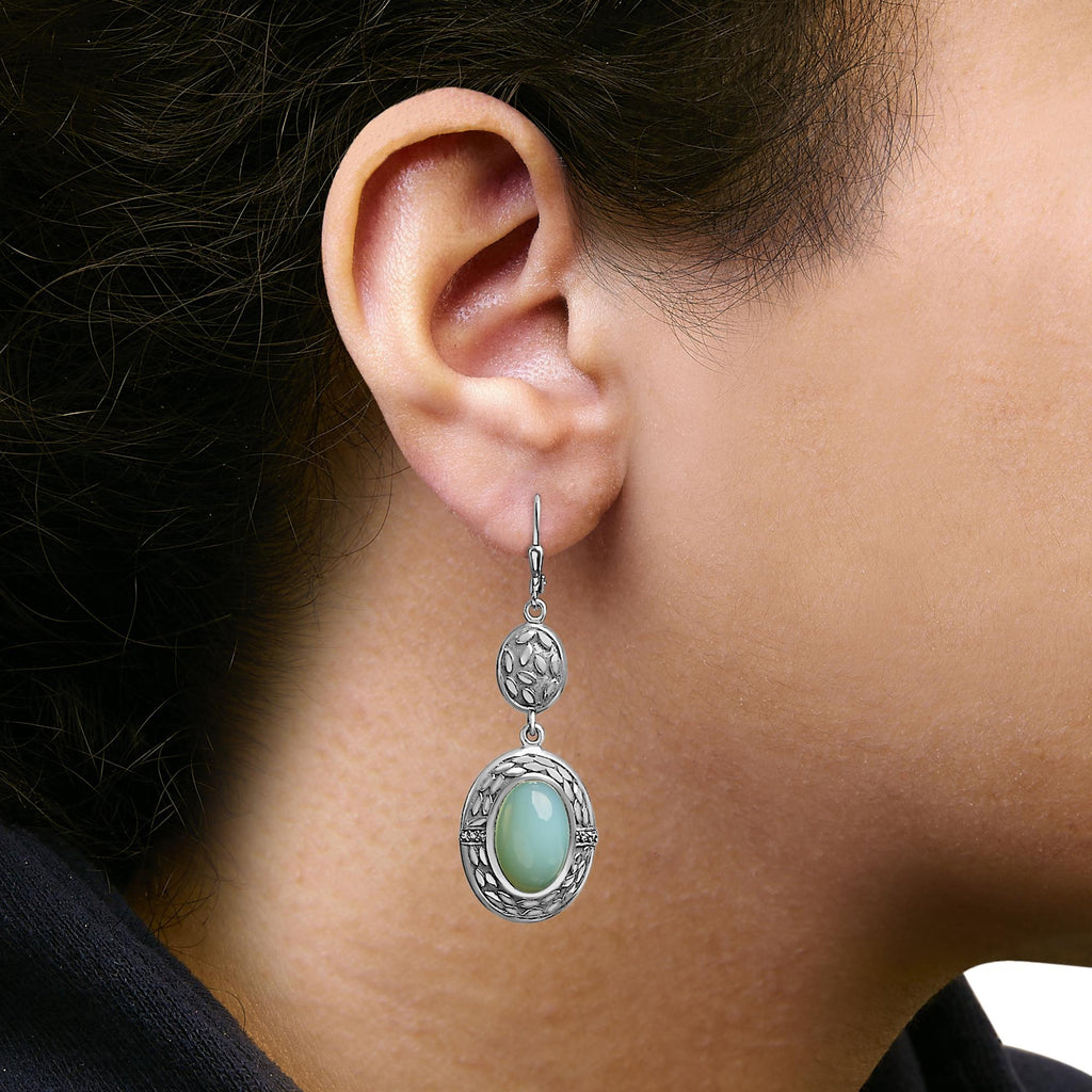 Pendiente colgante de calcedonia con diamantes en plata de ley 925 (color KL, claridad I1-I2) - Friggin Jewelry