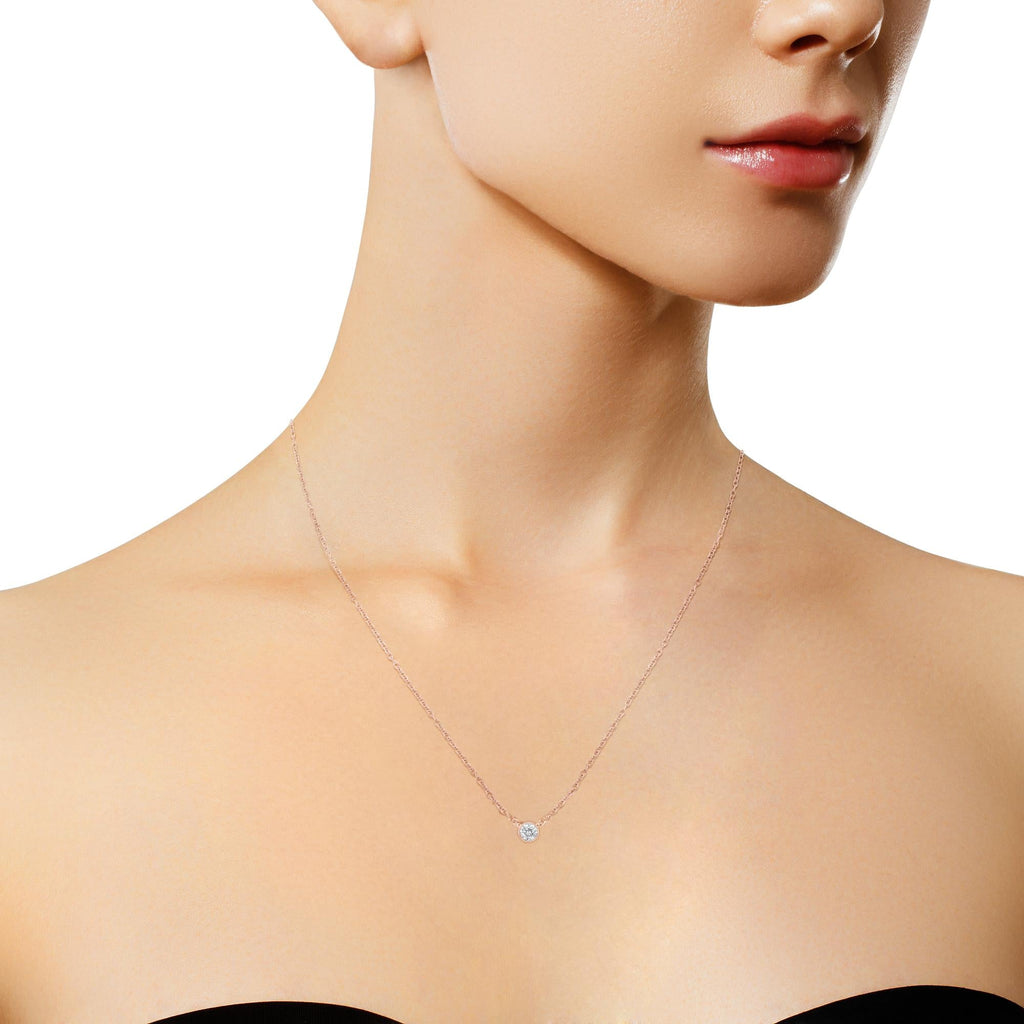 Sterling Silver Bezel-Set Diamond Solitaire Pendant Necklace (1/3 cttw, H-I Color, I1-I2 Clarity) - Friggin Jewelry