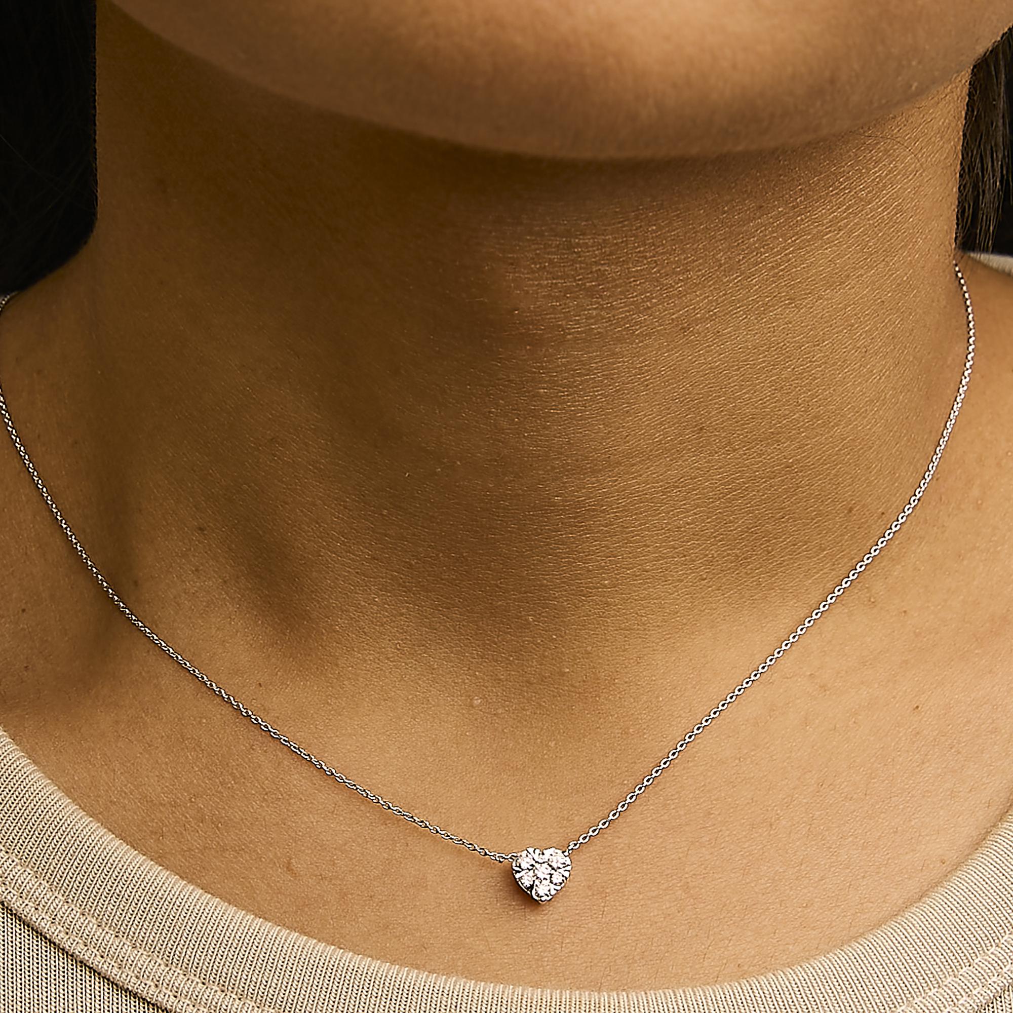 14K White Gold 1/4 Cttw Diamond Composite Heart Pendant Necklace - 18" Inches - Friggin Jewelry