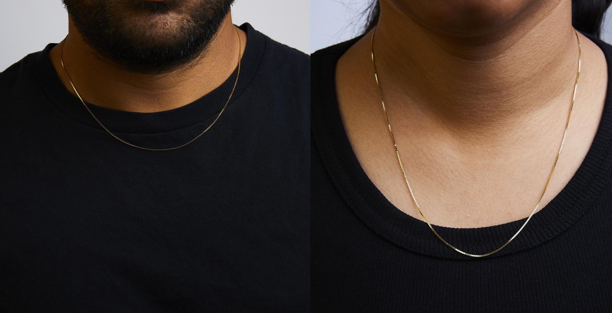 Unisex Solid 14K Gold 0.75mm Classic Box Chain Necklace - Friggin Jewelry