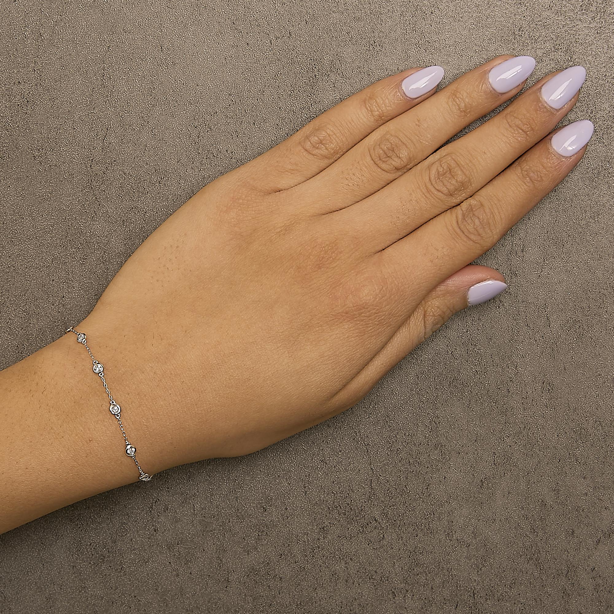 14K Gold 1/2 Cttw Bezel Set Lab Grown Diamond Station Bracelet - Friggin Jewelry