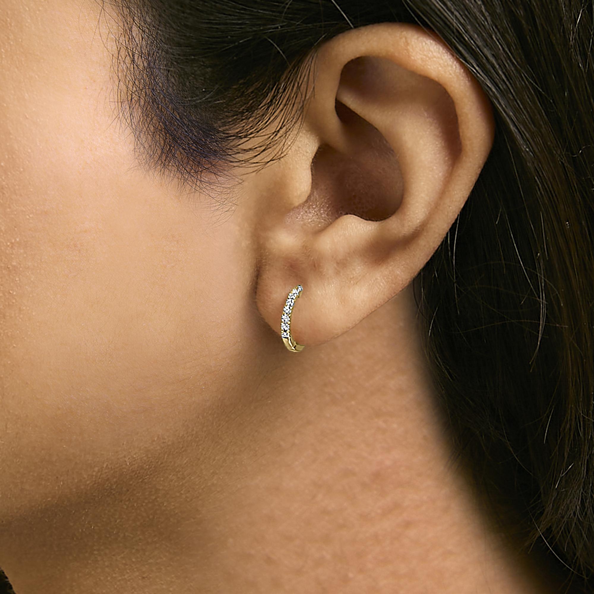 14K Rose Gold 1/5 CTW Diamond Huggie Hoop Earrings (K-L Color, I2-I3 Clarity) - Friggin Jewelry