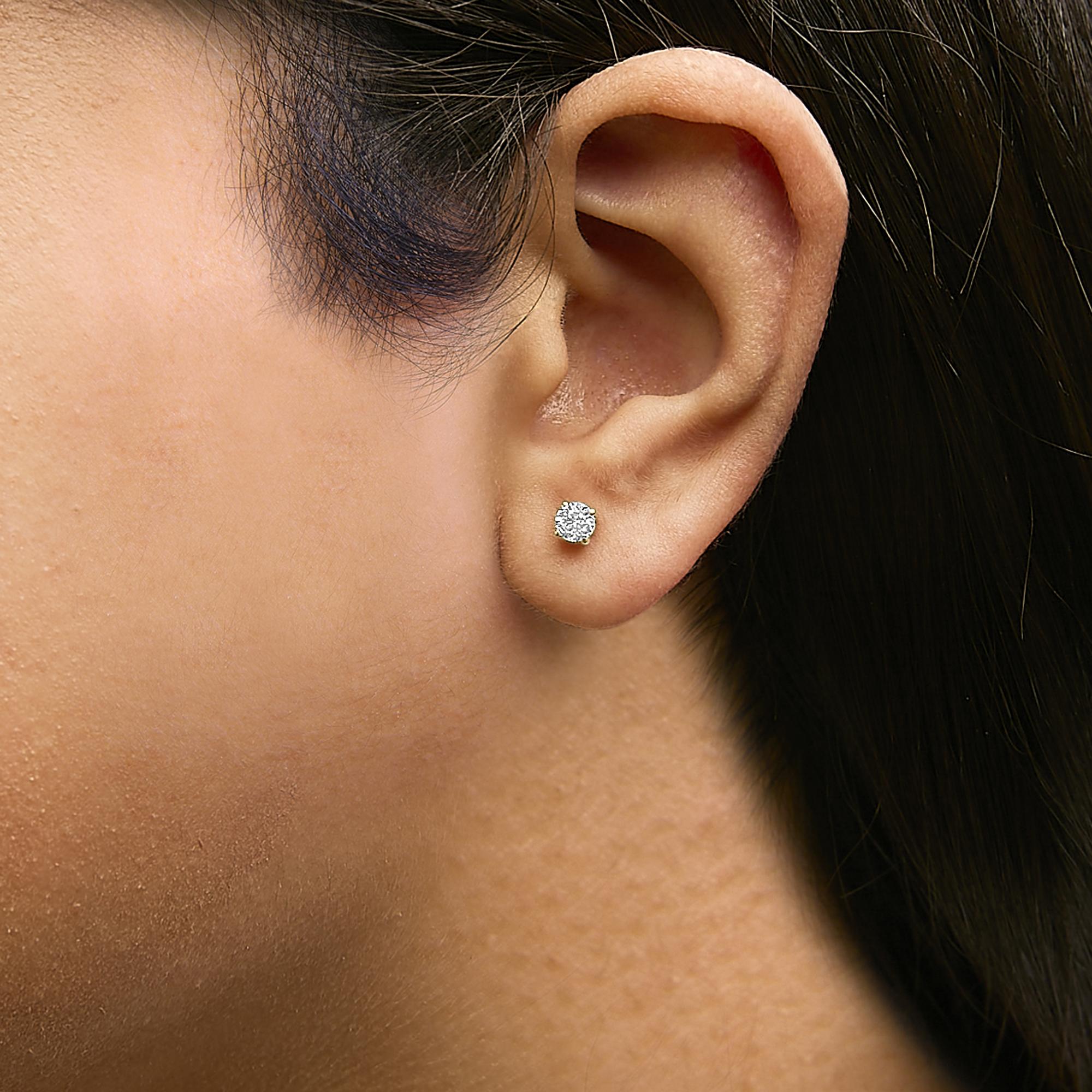 Orecchini a bottone con diamante solitario da 1/2 carati in oro 14 carati - Friggin Jewelry