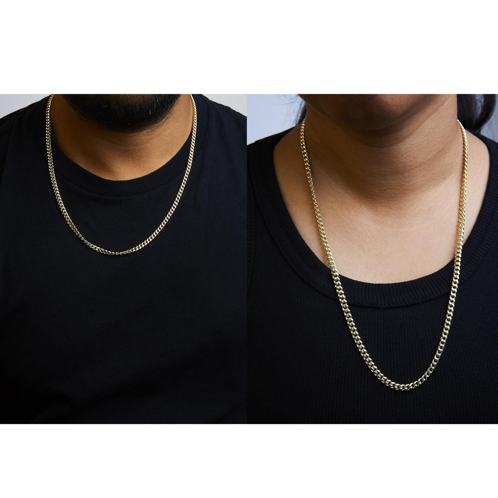 Collar de cadena cubana Miami de oro amarillo semisólido de 14 quilates de 4,5 mm - Cadena unisex - Friggin Jewelry