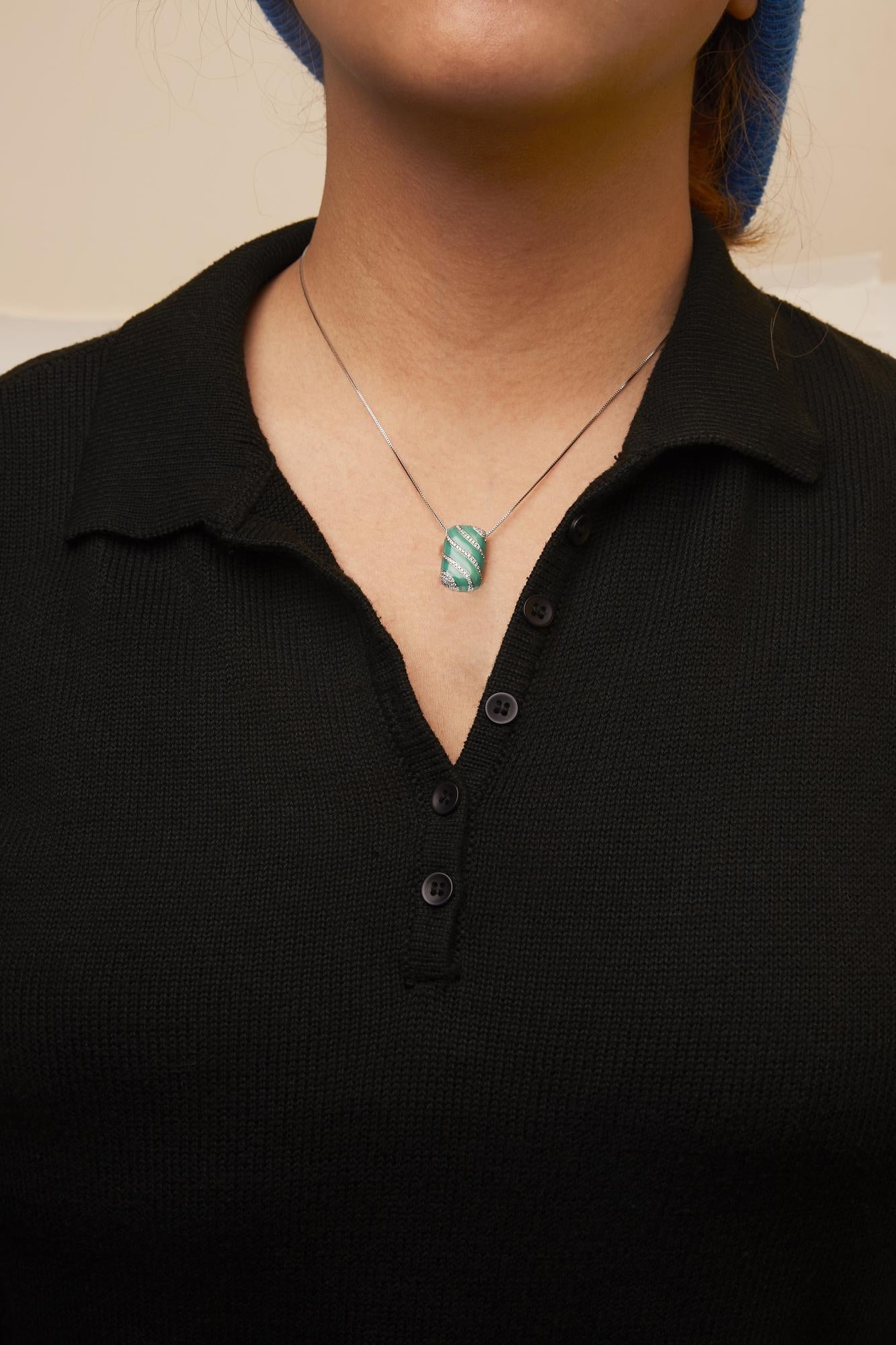 Collana con ciondolo in argento sterling 925, smalto turchese e diamante da 1/2 carati, 18 pollici (colore FG, purezza VS1-VS2) - Friggin Jewelry