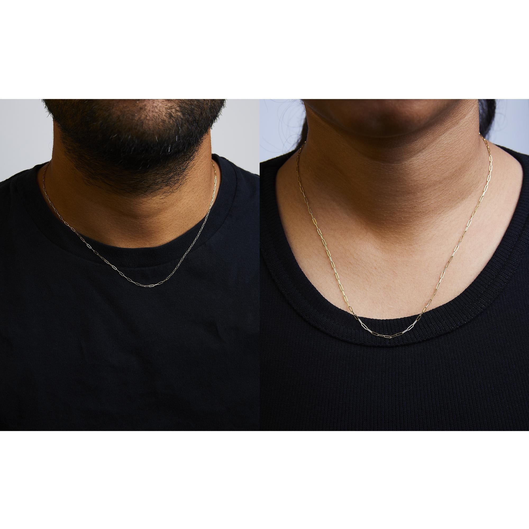 Collana unisex con catena a graffetta da 1,5 mm in oro massiccio 14 carati - Scelta di lunghezza e colore del metallo - Friggin Jewelry