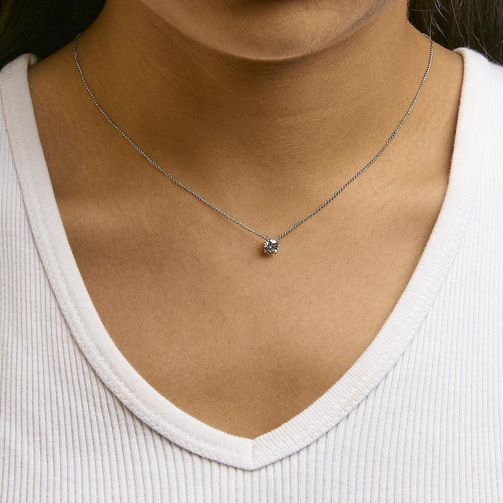 Collana con pendente solitario galleggiante in oro 14 carati con diamante da 1/2 carato, creato in laboratorio - 18 pollici - Friggin Jewelry