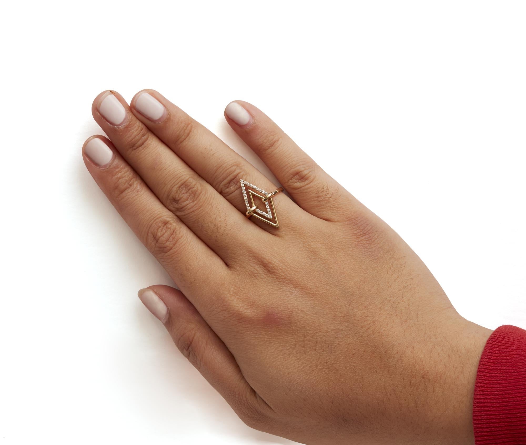 14K Yellow Gold 1/5 Cttw Diamond Double Triangle Ring (G-H Color, SI1-SI2 Clarity) - Size 7 - Friggin Jewelry