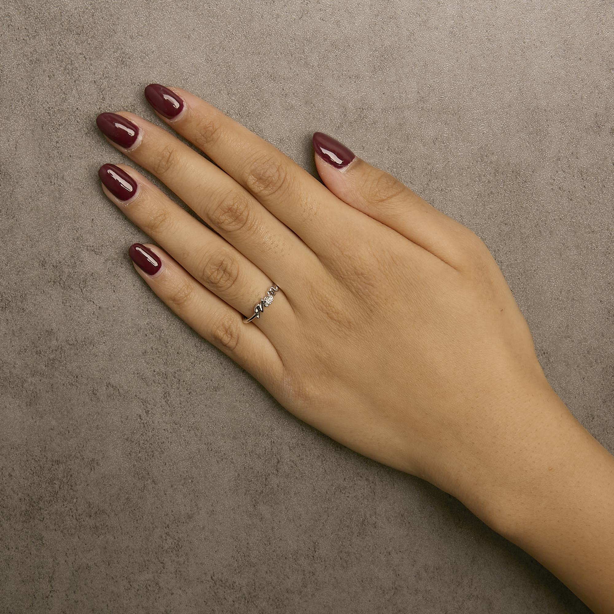Anello "MOM" in argento sterling 925 con diamanti (colore JK, purezza I2-I3) - Friggin Jewelry