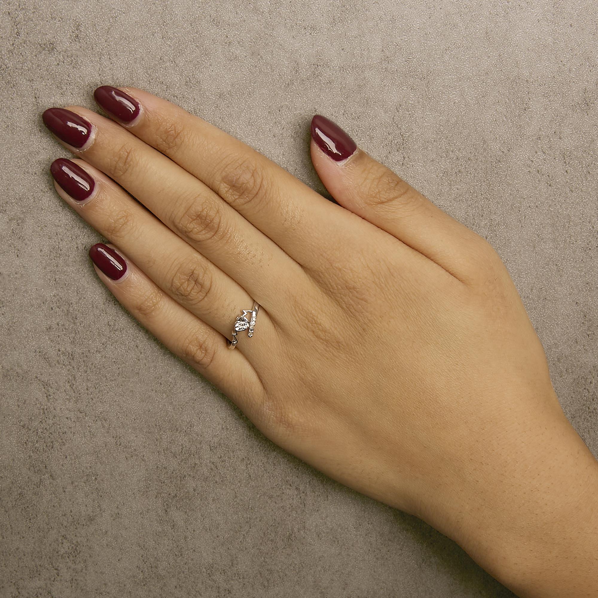 .925 Sterling Silver Diamond Accent "MOM" Heart Ring (J-K Color, I2-I3 Clarity) - Mom - Friggin Jewelry
