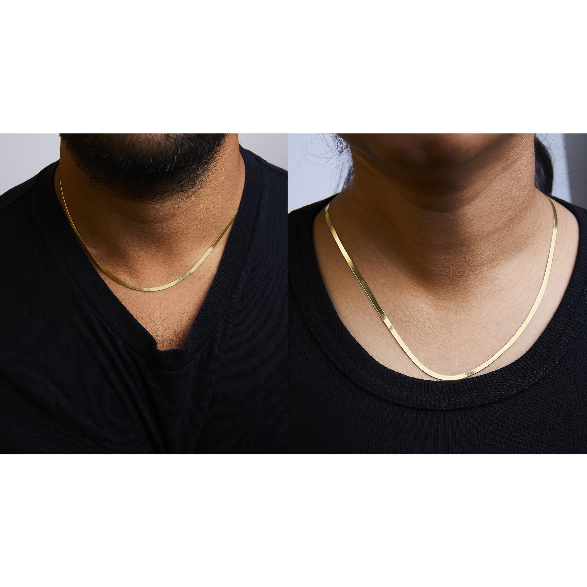 Unisex Solid 14K Gold 2.8mm Imperial Herringbone Chain Necklace - Friggin Jewelry