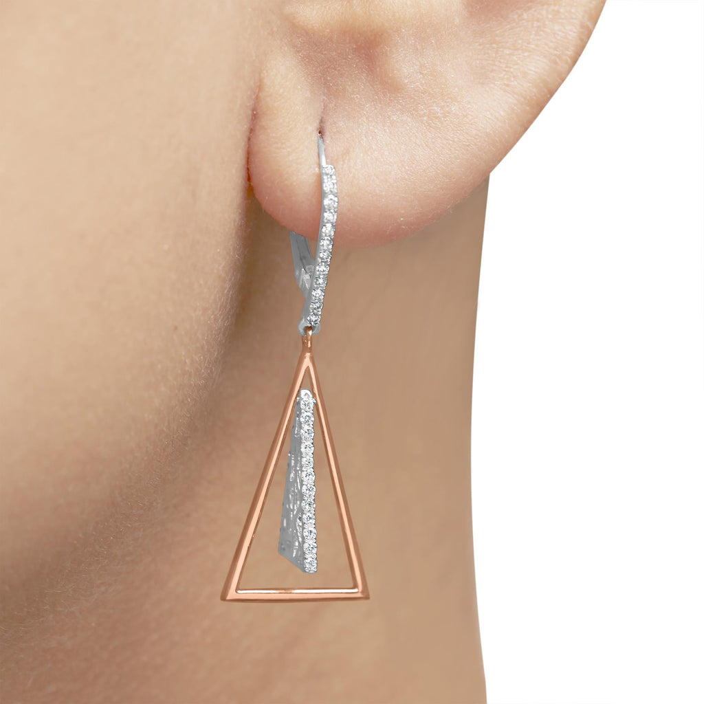 14K Rose and White Gold 3/8 Cttw Diamond Windchime Drop and Dangle Earring (G-H Color, SI1-SI2 Clarity) - Friggin Jewelry