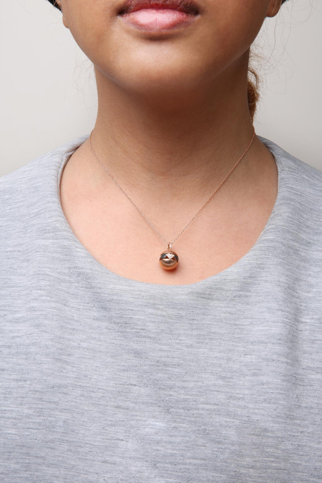 18K Rose Gold 3/8 Cttw Black and White Diamond Ball with Filigree Heart and Cluster Design 18" Pendant Necklace (Black and G-H Color, SI1-SI2 Clarity) - Friggin Jewelry