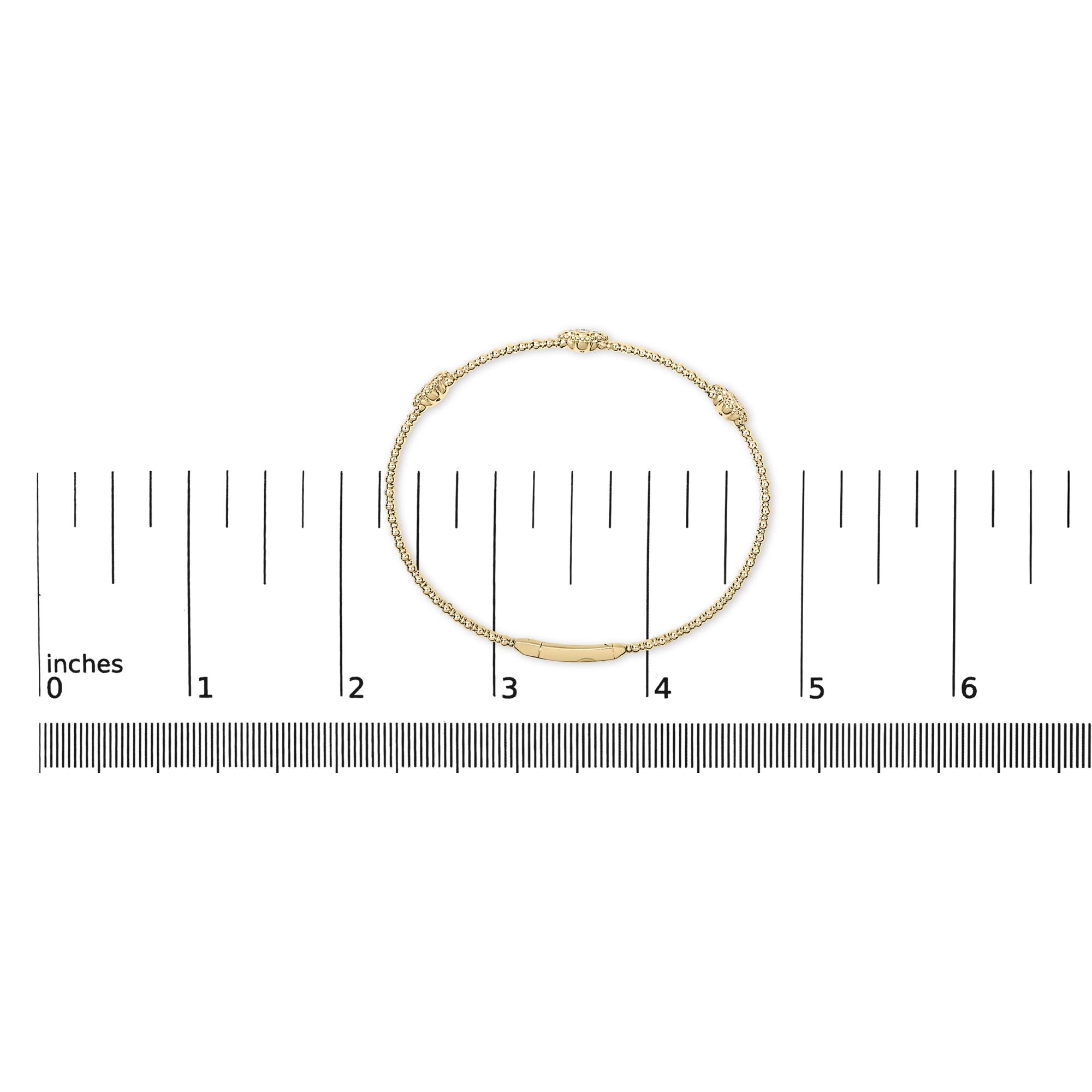 14K White Gold 1/2 Cttw Diamond Quatrefoil Clover Style Bangle Bracelet (G-H Color, SI1-SI2 Clarity) - 7.75 Inch - Friggin Jewelry