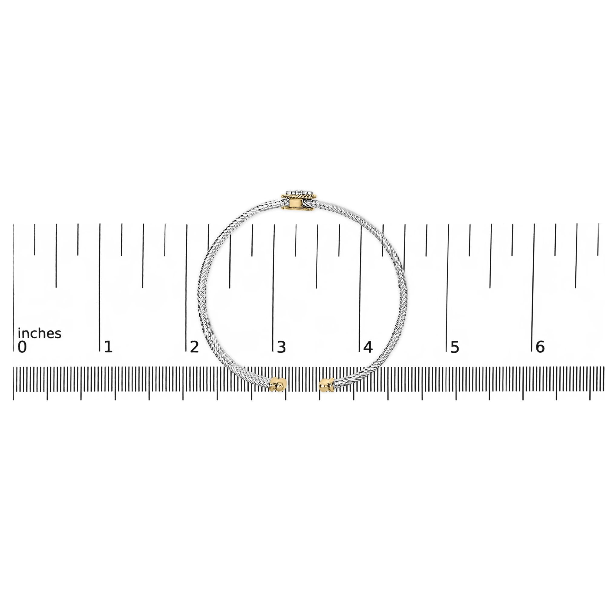 18K Yellow Gold Plated .925 Sterling Silver Diamond Accent Dragonfly Medallion Bangle Bracelet (I-J Color, SI1-SI2 Clarity) - 7.75 Inches - Friggin Jewelry