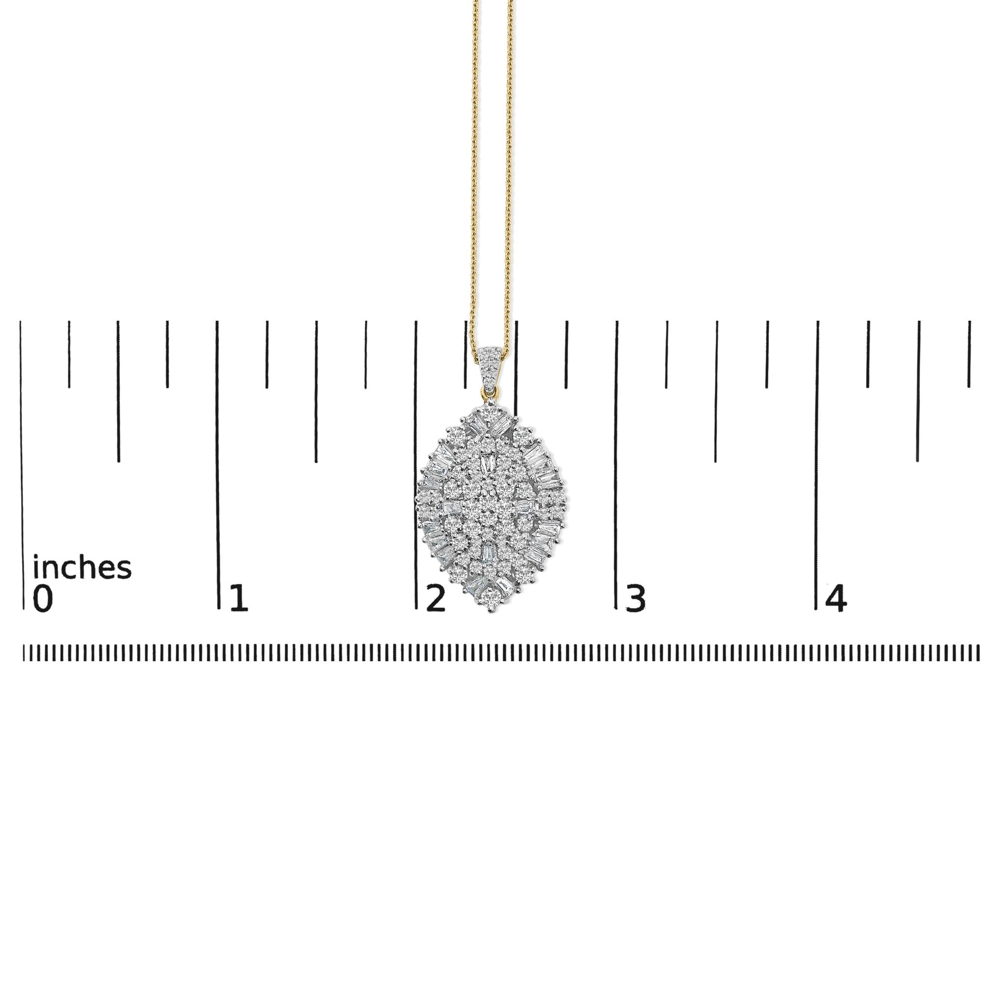 14K White and Yellow Gold 2.00 Cttw Diamond Cluster Pear Shaped Pendant Necklace (G-H Color, SI2-I1 Clarity) -20" Inches - Friggin Jewelry Premium