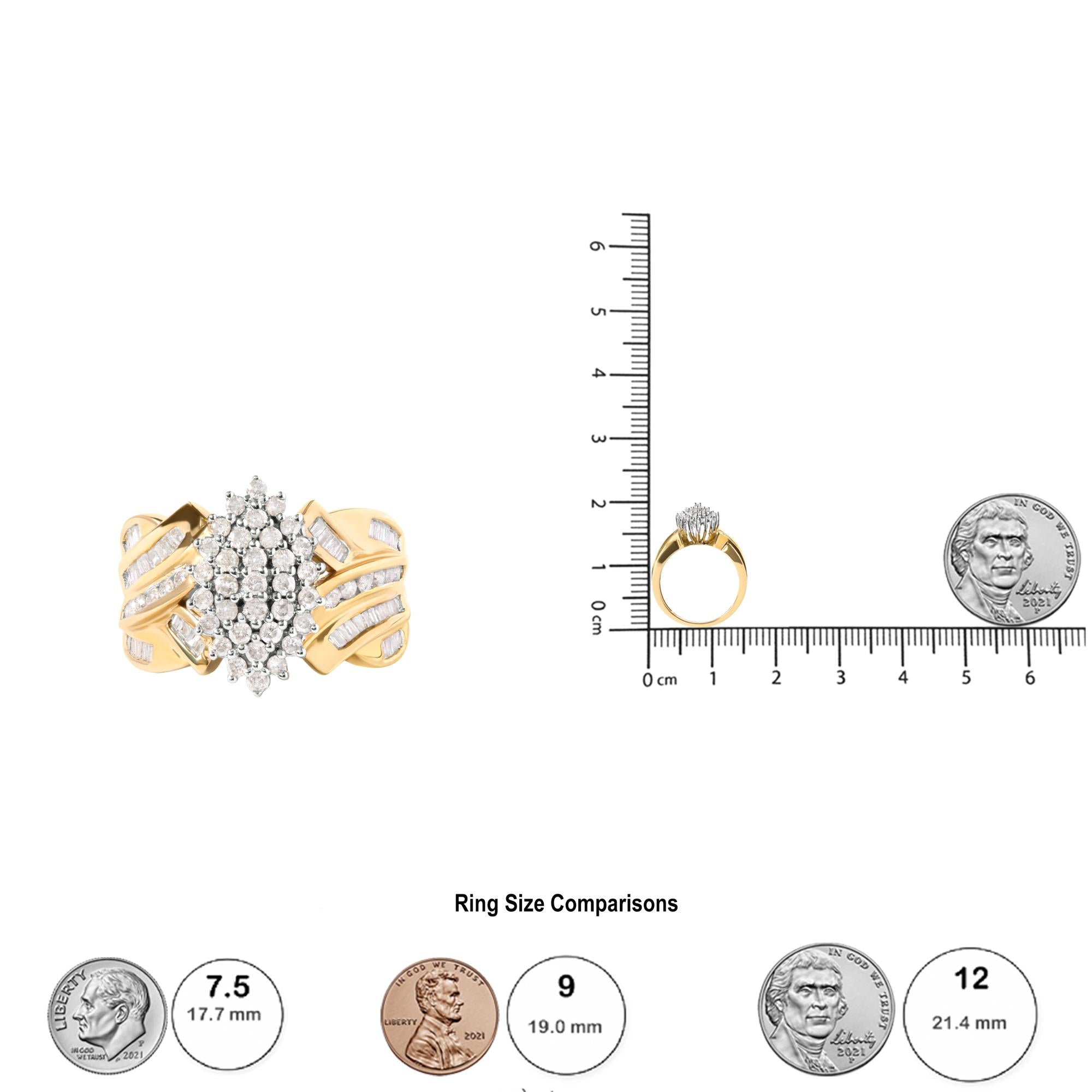 10K Yellow Gold 1 Cttw Diamond Pear Shaped Cluster  Cluster Cocktail Ring (H-I Color, I2-I3 Clarity) - Friggin Jewelry