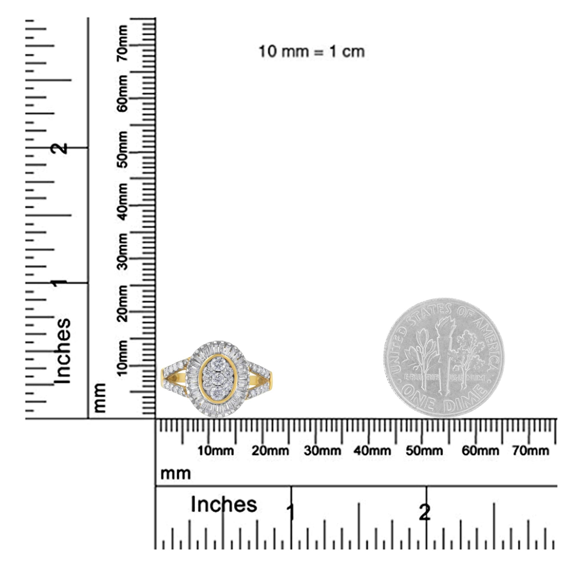 Anello da cocktail in oro giallo 10 kt con diamanti (1 carato, colore HI, purezza SI2-I1) - Friggin Jewelry