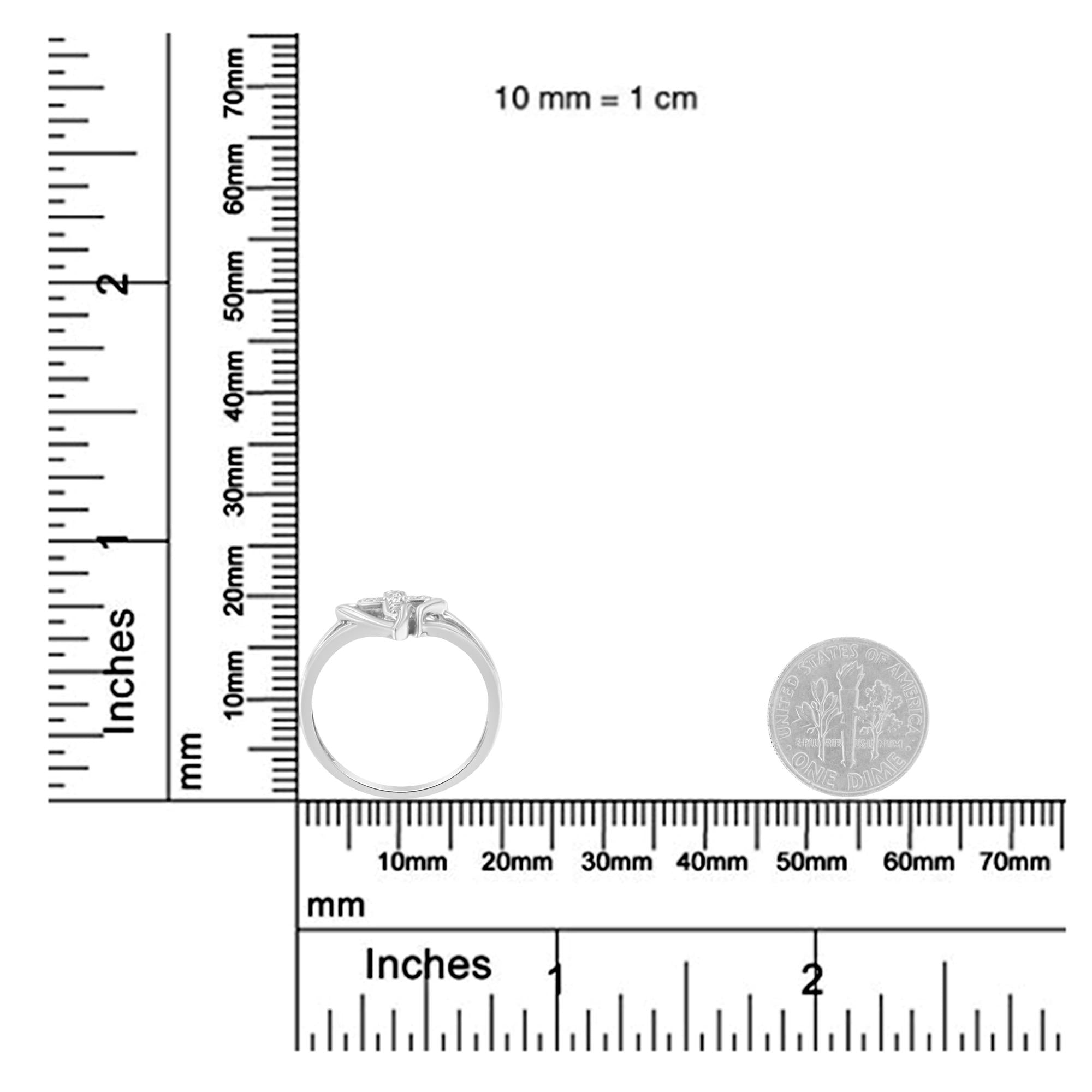 Anello alla moda con croce e cuore aperto in oro bianco 10 carati con diamanti (colore HI, purezza I1-I2) - Friggin Jewelry