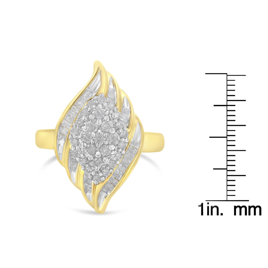 10K Yellow Gold Diamond Cocktail Ring (3/4 Cttw, I-J Color, I2-I3 Clarity) - Friggin Jewelry
