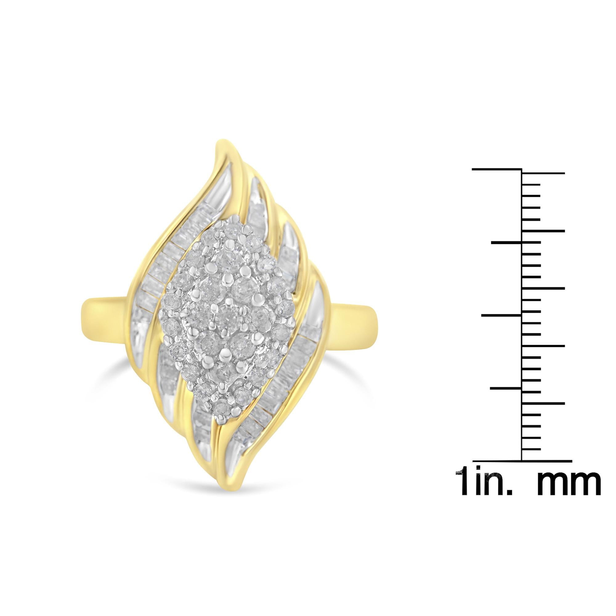 10K Yellow Gold Diamond Cocktail Ring (3/4 Cttw, I-J Color, I2-I3 Clarity) - Friggin Jewelry