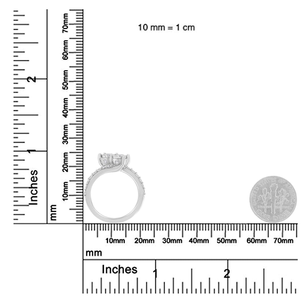 10K White Gold Two-Stone Miracle-Set Diamond Bypass Ring (1 Cttw, H-I Color, I1-I2 Clarity) - Friggin Jewelry Premium