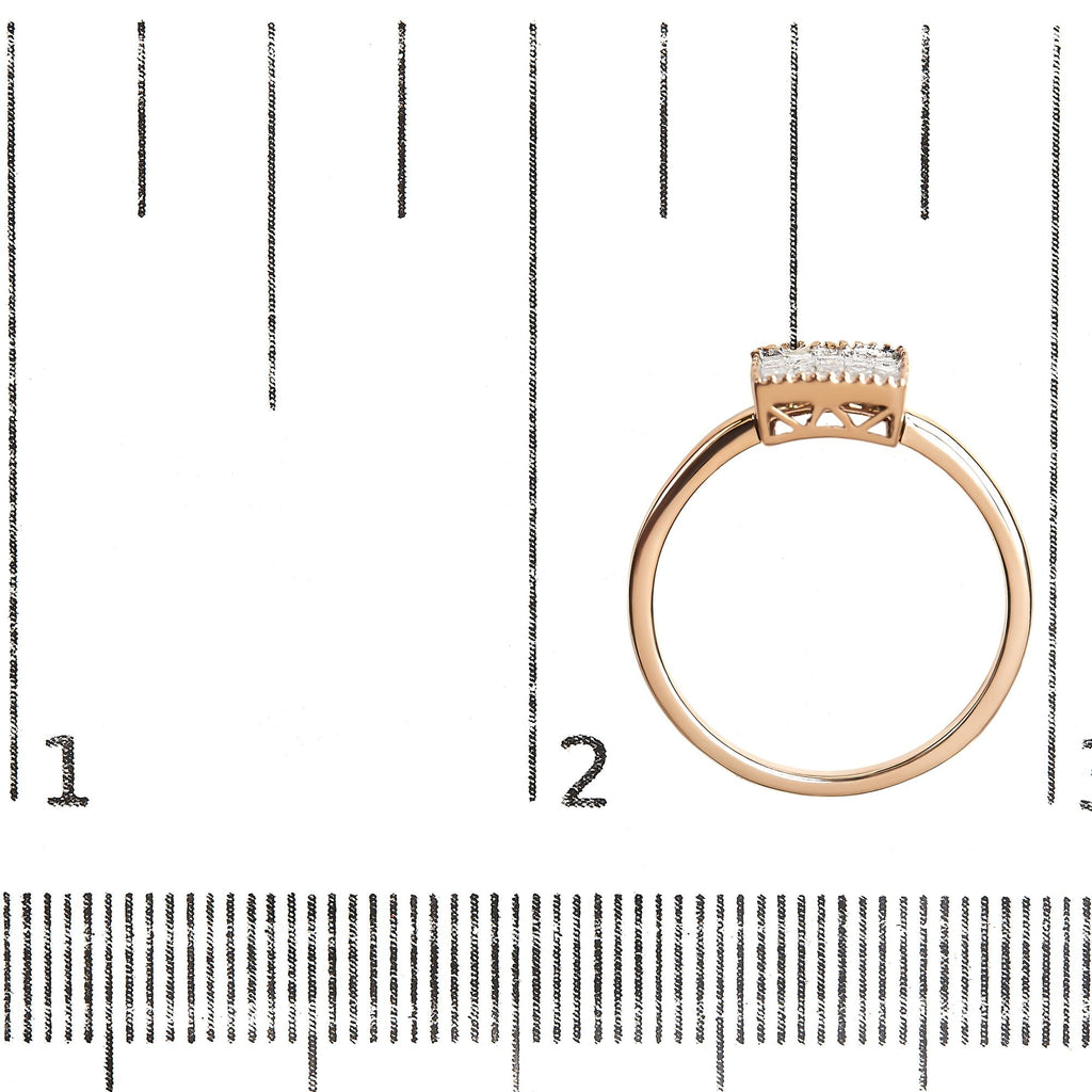 10K Rose Gold 1/3 Cttw Invisible Set Princess Cut Diamond Composite Square Shape Ring (H-I color, I1-I2 clarity) - Friggin Jewelry