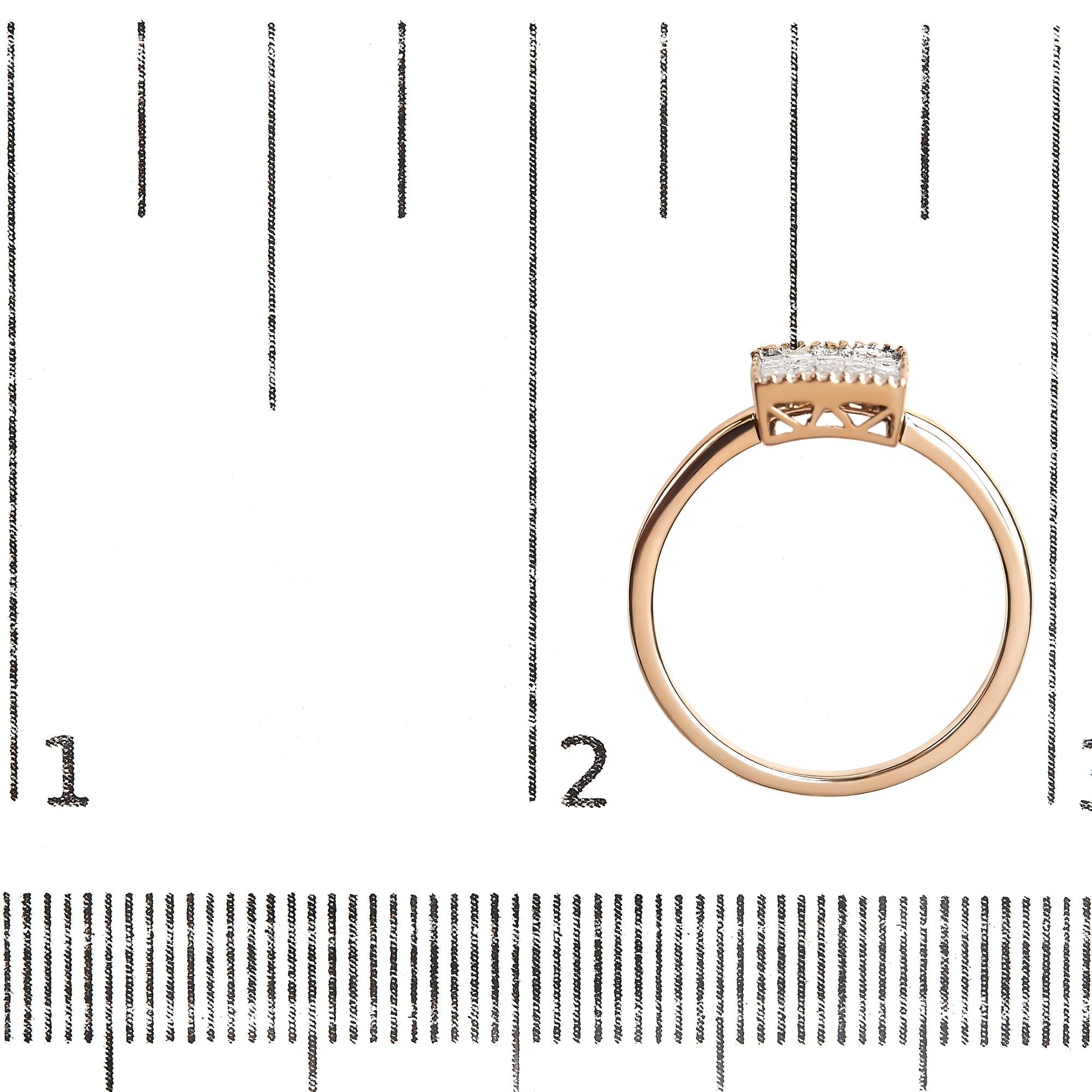 10K Rose Gold 1/3 Cttw Invisible Set Princess Cut Diamond Composite Square Shape Ring (H-I color, I1-I2 clarity) - Friggin Jewelry