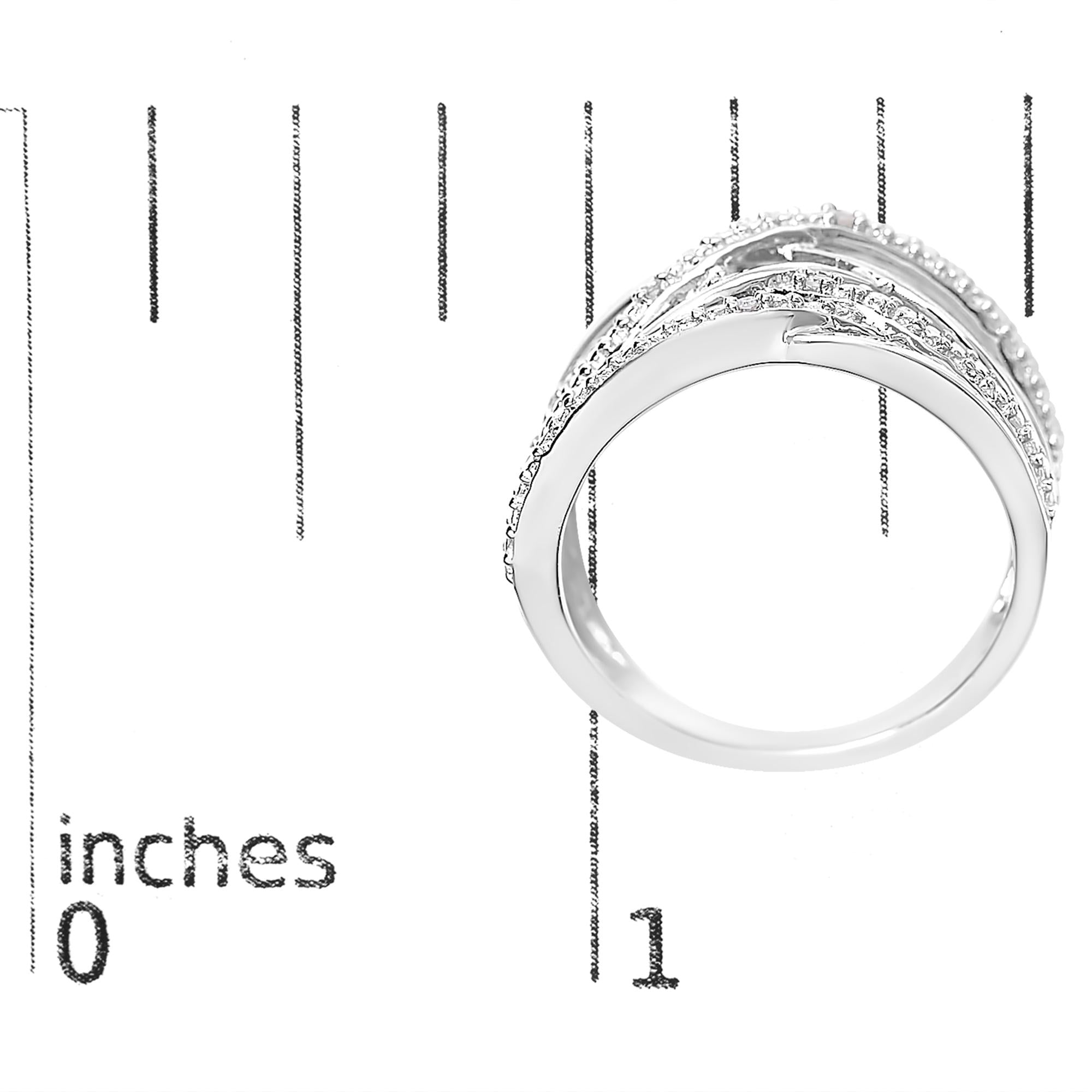 Anillo cruzado con detalles de diamantes en plata de ley 925 (color IJ, claridad I2-I3) - Friggin Jewelry