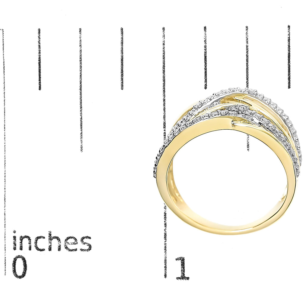 Anillo cruzado con detalles de diamantes en plata de ley 925 (color IJ, claridad I2-I3) - Friggin Jewelry