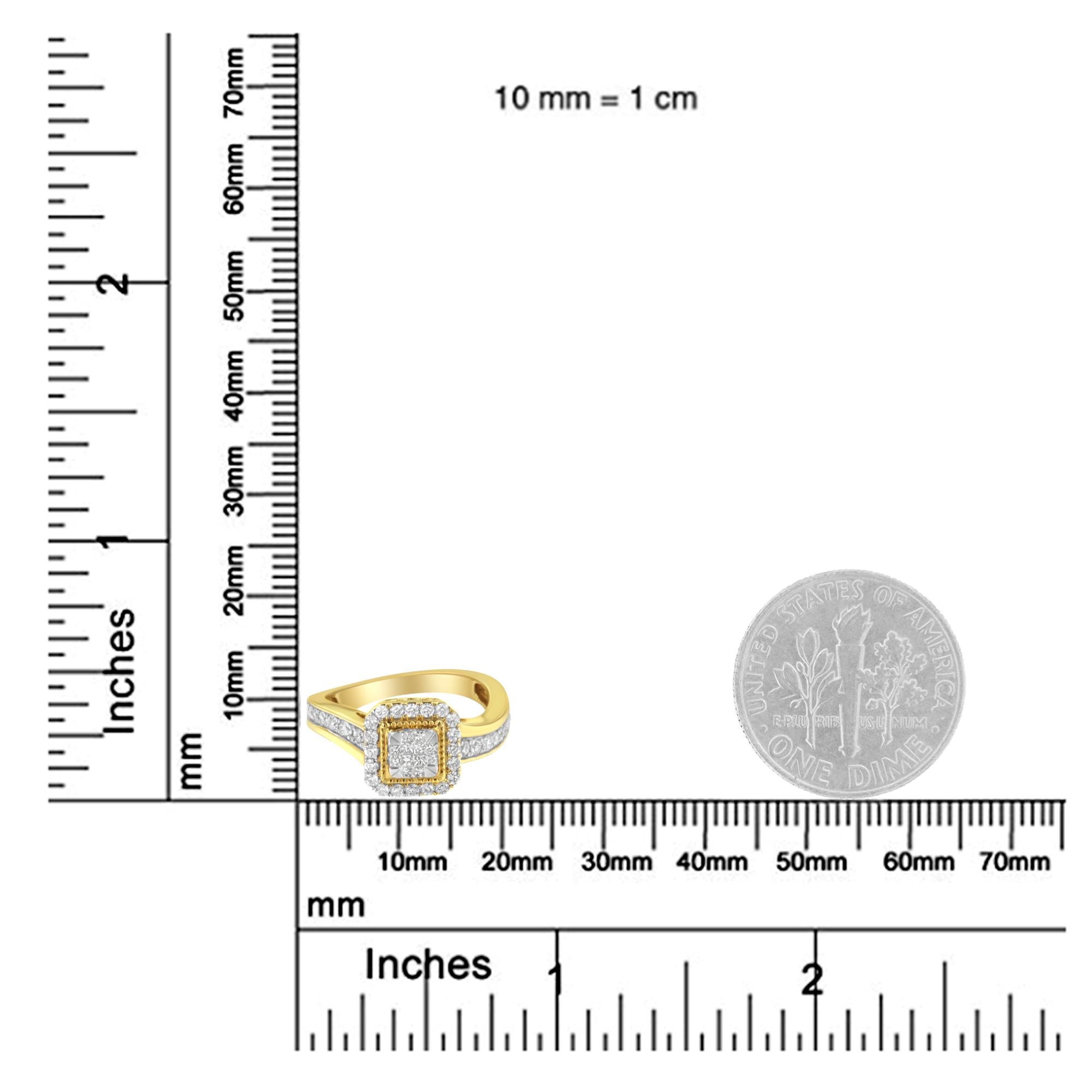 Anello da cocktail in oro giallo 10 carati con diamanti (5/8 carati, colore HI, purezza SI2-I1) - Friggin Jewelry
