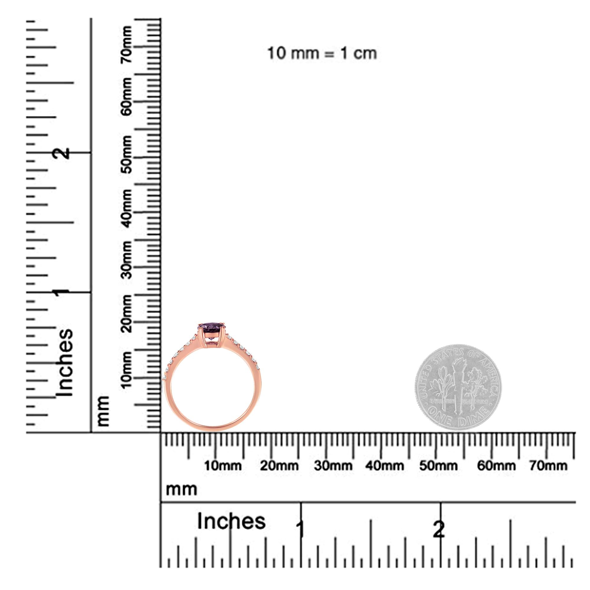 Anello Halo in oro rosa 10 carati con diamanti da 1/4 carati e pietre preziose da 6 mm (colore HI, purezza I1-I2) - Friggin Jewelry