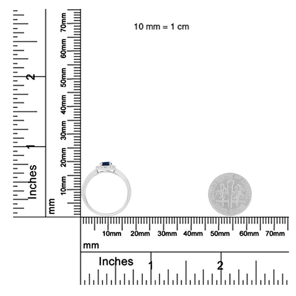 10K White Gold 1/5 Cttw Round Diamond and Prong Set 7MM Gemstone Halo Cocktail Ring (H-I Color, I1-I2 Clarity) - Friggin Jewelry