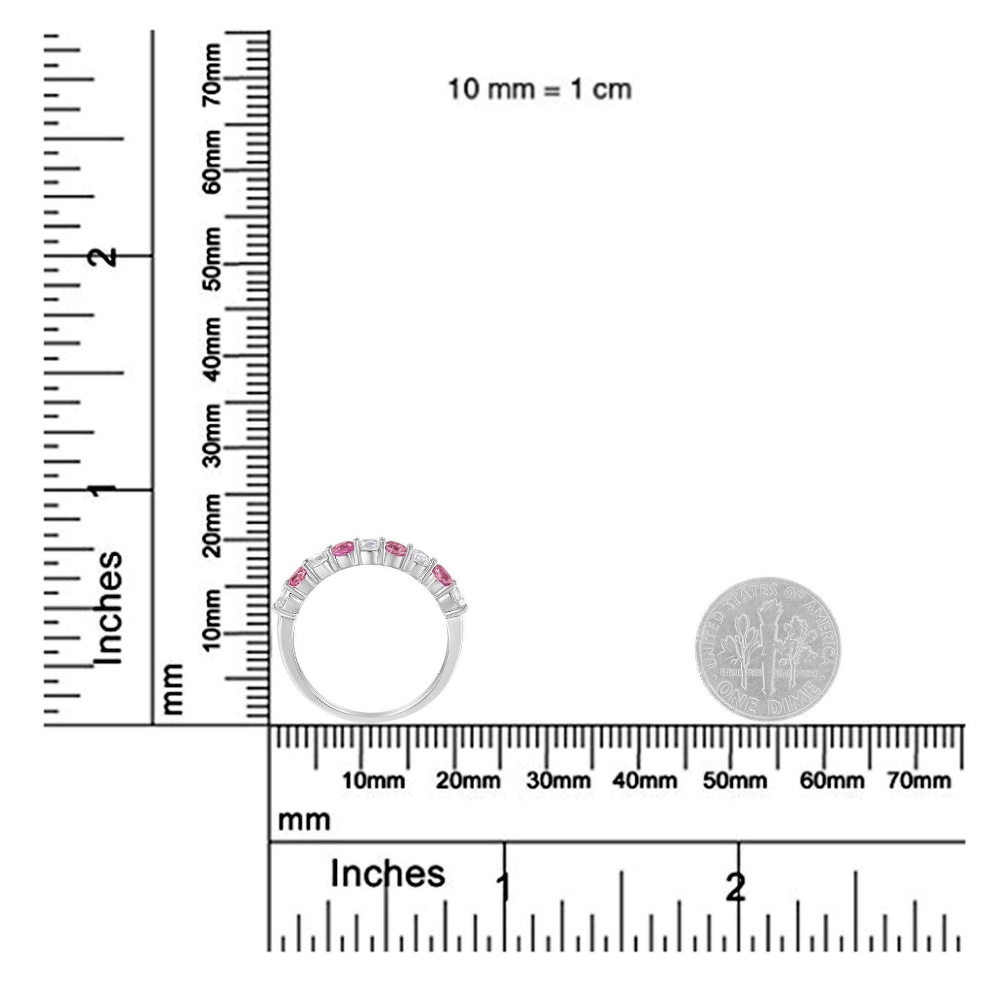 10KT White Gold 1/2 cttw Diamond and 3MM Created Gemstone Band Ring (H-I, I1-I2) - Friggin Jewelry