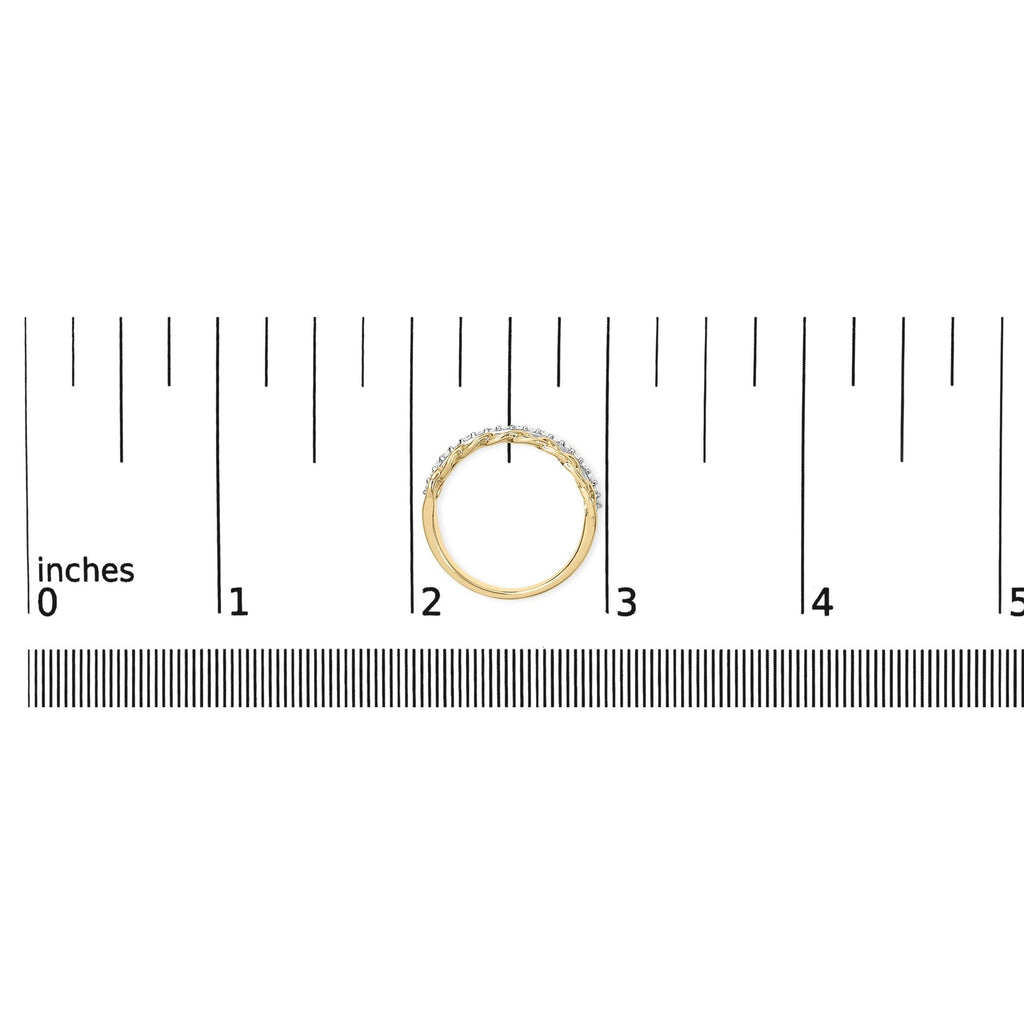 10K Yellow Gold 1/5 Cttw Diamond Cuban Link Ring Band (I-J Color, I2-I3 Clarity) - Friggin Jewelry