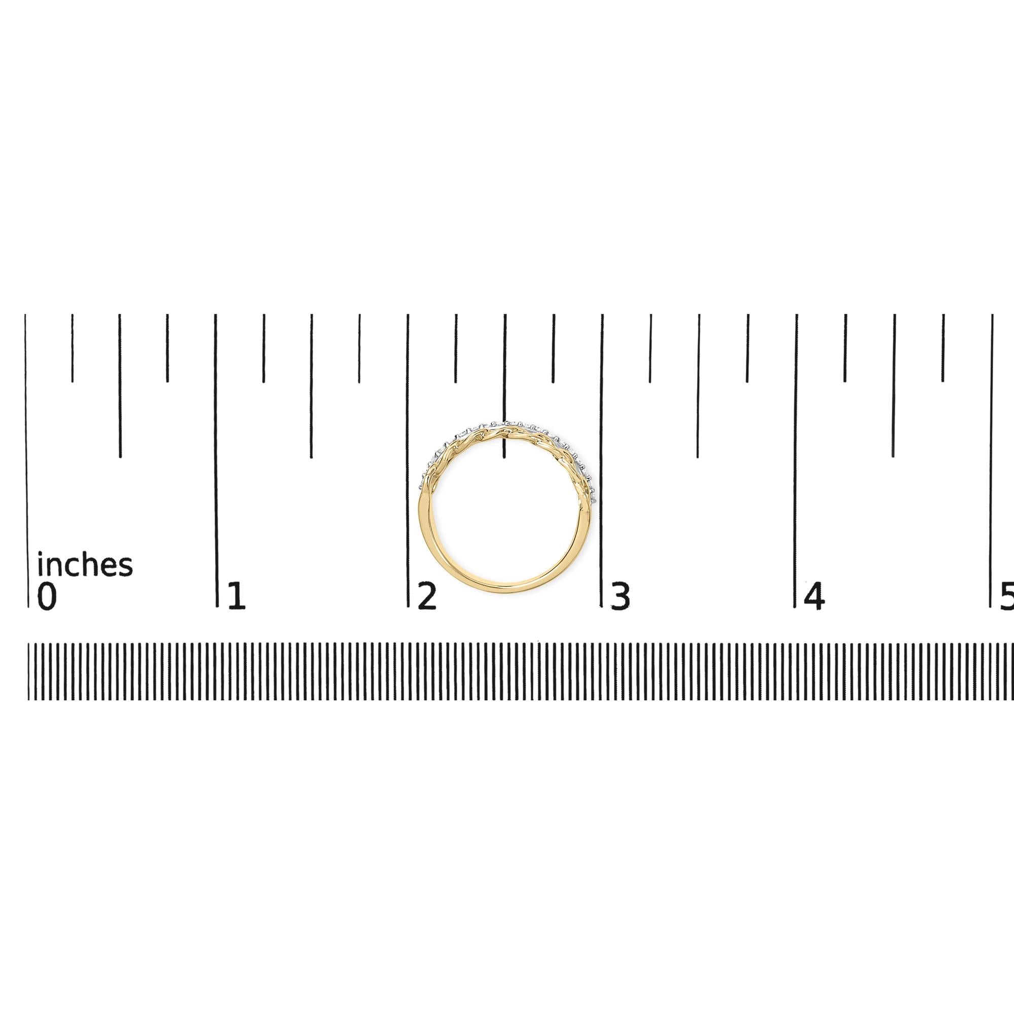 10K Yellow Gold 1/5 Cttw Diamond Cuban Link Ring Band (I-J Color, I2-I3 Clarity) - Friggin Jewelry
