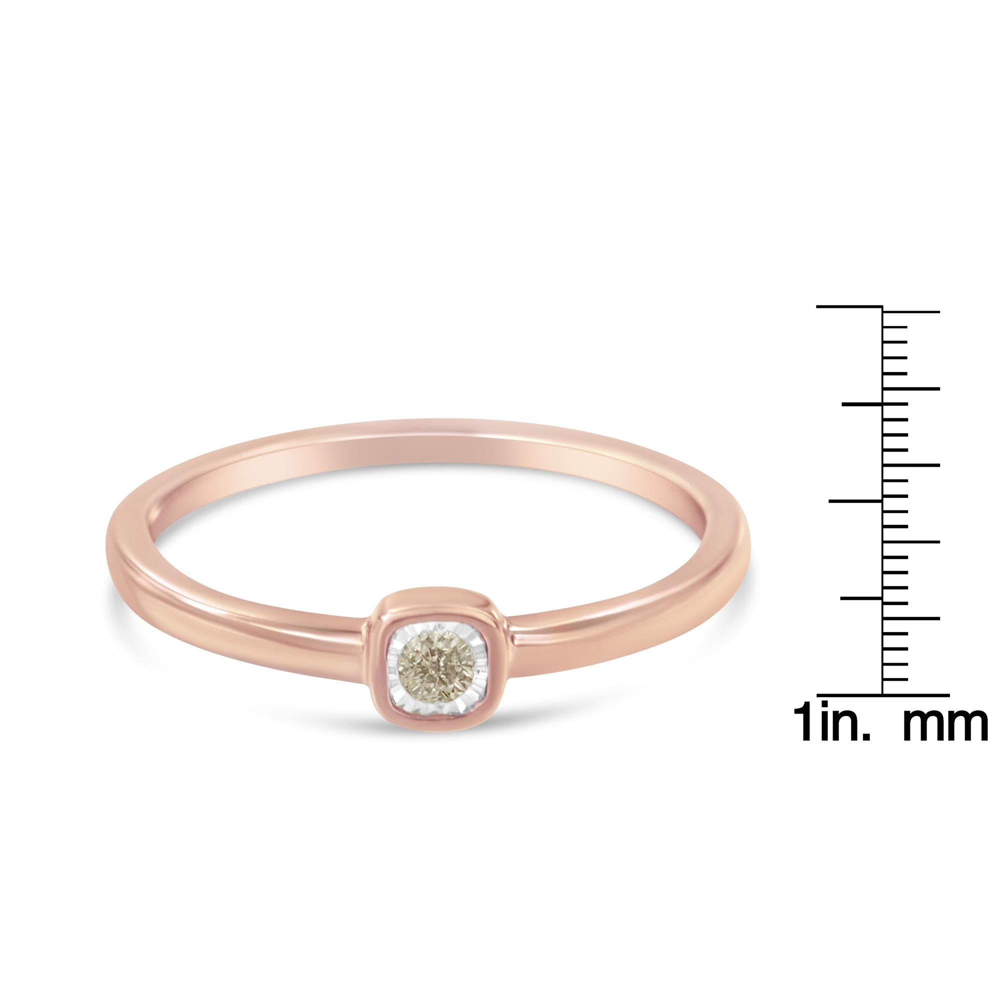 Anello in argento sterling 925 placcato oro rosa 14K con diamanti da 1/20 carati a forma di cuscino quadrato incastonato Miracle, piccolo anello di promessa alla moda (colore JK, purezza I1-I2) - Friggin Jewelry