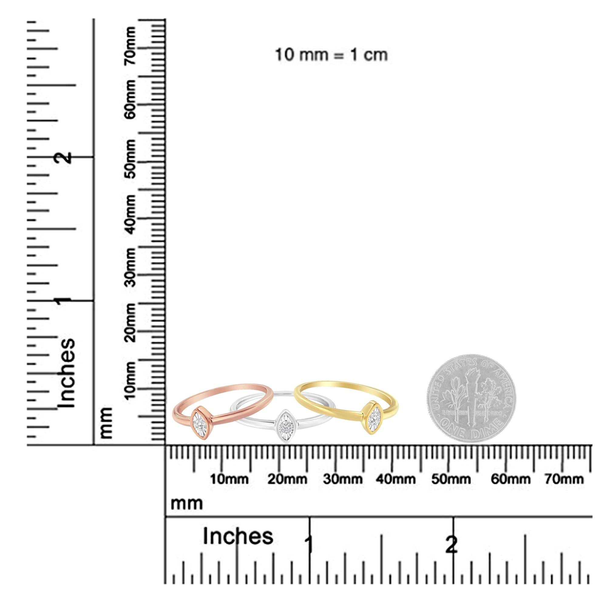14K Gold Plated .925 Sterling Silver 1/6 Cttw Diamond Marquise Shaped Stackable Promise Ring Set (J-K Color, I1-I2 Clarity) - Friggin Jewelry