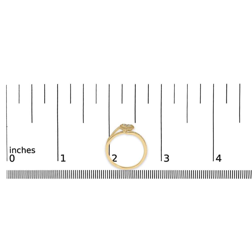 14K Yellow Gold Plated .925 Sterling Silver Diamond Accent Filigree Heart Promise Ring (I-J Color, I3 Clarity) - Friggin Jewelry