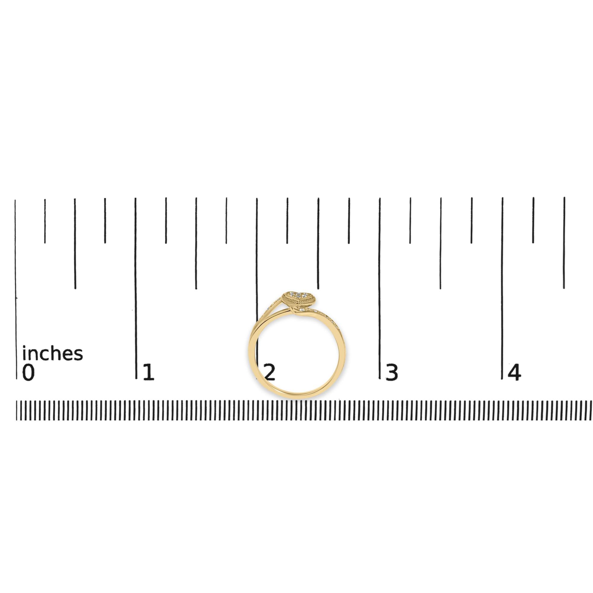 14K Yellow Gold Plated .925 Sterling Silver Diamond Accent Filigree Heart Promise Ring (I-J Color, I3 Clarity) - Friggin Jewelry