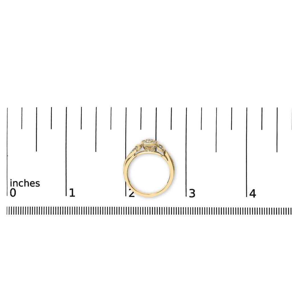 Anello di fidanzamento con alone composito di diamanti taglio rotondo da 1/10 ct in argento sterling 925 placcato oro giallo 14 carati - Friggin Jewelry